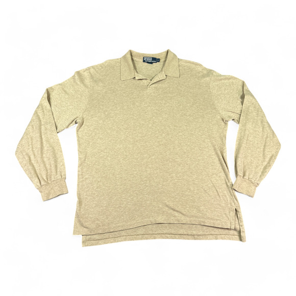Vintage Ralph Lauren Polo Shirt Adult LARGE Brown Long Sleeve Small Pony 90s - Picture 1 of 12
